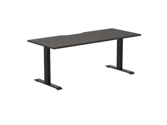 Desky Zero Scalloped Laminate Office Desk - Burnished Wood / 70.9 x 29.5 in / Matte Black