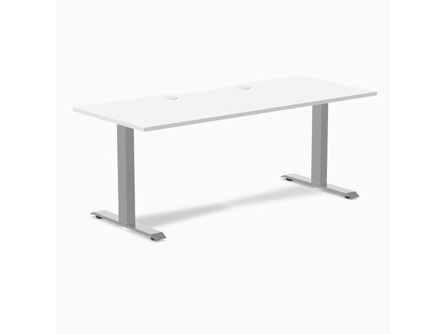 Desky Zero Scalloped Laminate Office Desk - White / 70.9 x 29.5 in with Grommets / Gray
