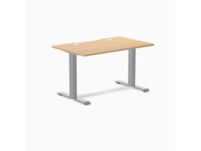 Desky Zero Scalloped Laminate Office Desk - Sublime Teak / 47.2 x 29.5 in with Grommets / Gray