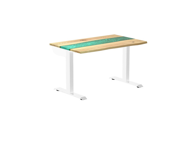 Desky Resin Hardwood Office Desk - White Ash Emerald River / 48 x 30 in / White