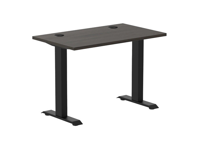Desky Zero Mini Office Desk - Burnished Wood / 40 x 24 in / Matte Black