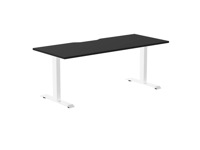 Desky Zero Scalloped Laminate Office Desk - Black / 70.9 x 29.5 in / White