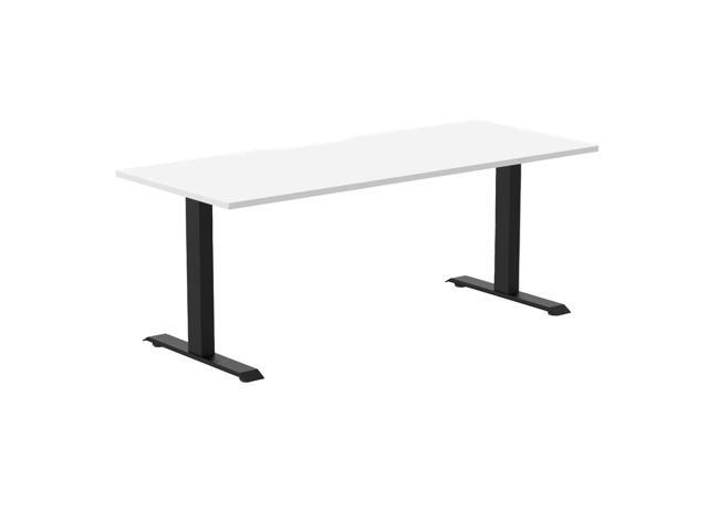 Desky Zero Scalloped Laminate Office Desk - White / 70.9 x 29.5 in / Matte Black