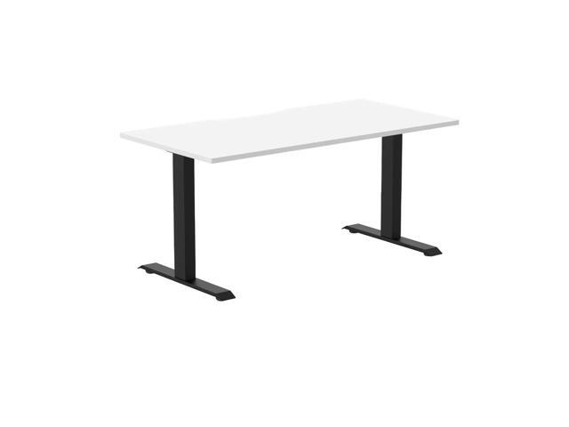 Desky Zero Scalloped Laminate Office Desk - White / 59.1 x 29.5 in / Matte Black