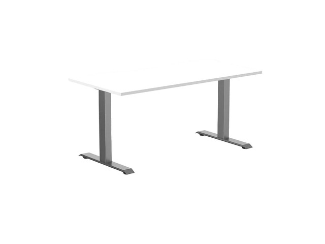 Desky Zero Scalloped Laminate Office Desk - White / 59.1 x 29.5 in / Space Gray