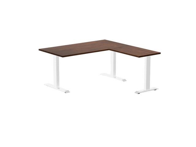 Desky Zero Rubberwood L-Shape Office Desk - Red Walnut / 60 x 30 x 62 x 20 in / White