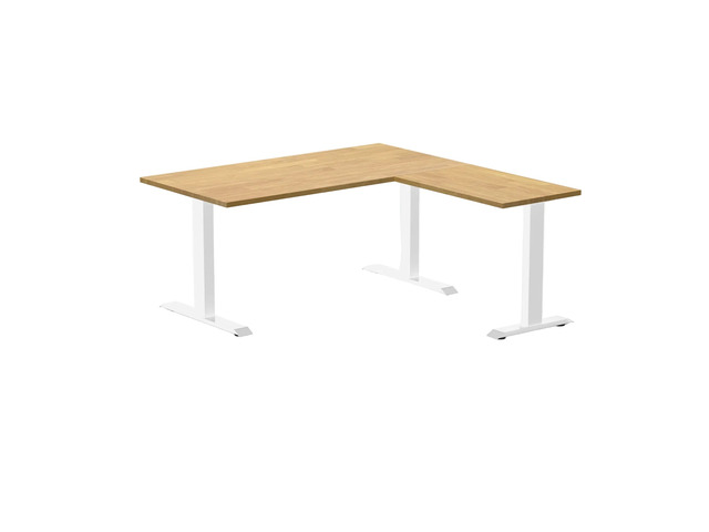 Desky Zero Rubberwood L-Shape Office Desk - Light Oak / 60 x 30 x 62 x 20 in / White