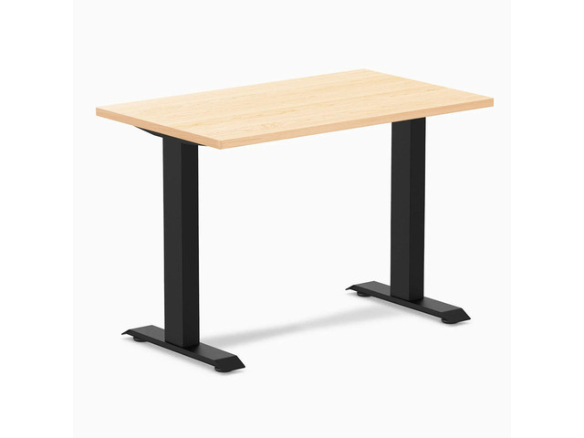 Desky Zero Mini Hardwood Office Desk - Maple / 40 x 24 in / Matte Black