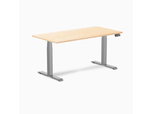 Desky Dual Hardwood Sit Stand Desk - Maple / 60 x 30 in / Space Gray