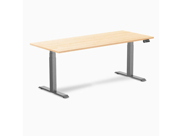 Desky Dual Hardwood Sit Stand Desk - Maple / 72 x 30 in / Space Gray