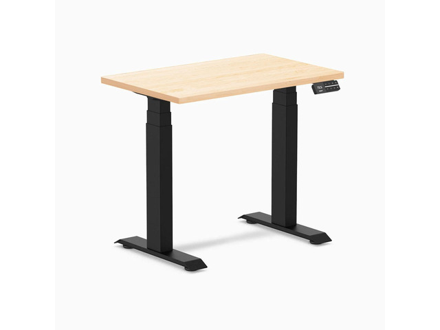 Desky Dual Mini Hardwood Sit Stand Desk - Maple / 32 x 20 in / Matte Black