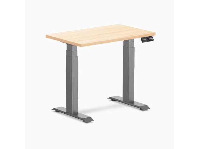 Desky Dual Mini Hardwood Sit Stand Desk - Maple / 32 x 20 in / Space Gray