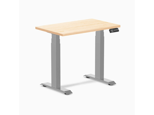 Desky Dual Mini Hardwood Sit Stand Desk - Maple / 32 x 20 in / Grey