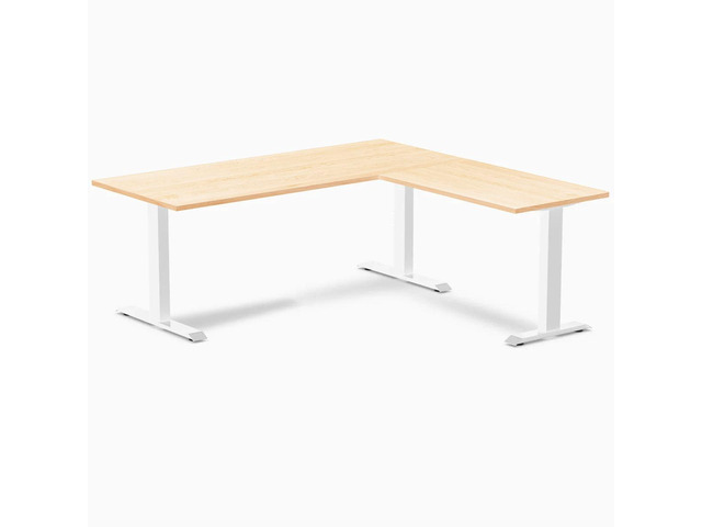 Desky Zero Hardwood L-Shape Office Desk - Maple / 72 x 30 x 70 x 24 in / White