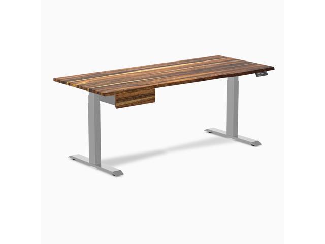 Desky Dual Hardwood Standing Desk With Drawer - Pheasantwood / 72 x 30 in / Gray