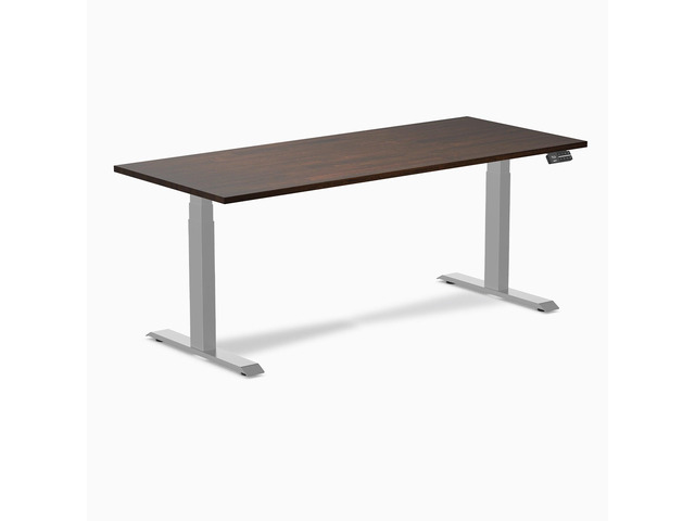 Desky Dual Rubberwood Sit Stand Desk - Dark Walnut / 72 x 30 in / Gray
