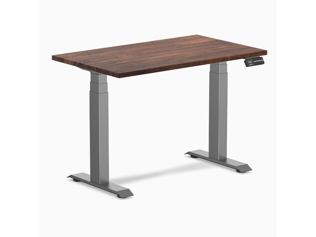 Desky Dual Mini Softwood Sit Stand Desk - American Rustic Pine / 40 x 24 in / Space Gray