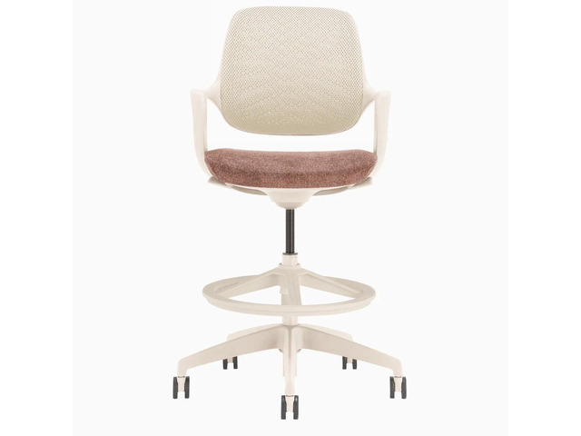 Desky Evoque Low Back Office Chair - White + Peach / Drafting Kit