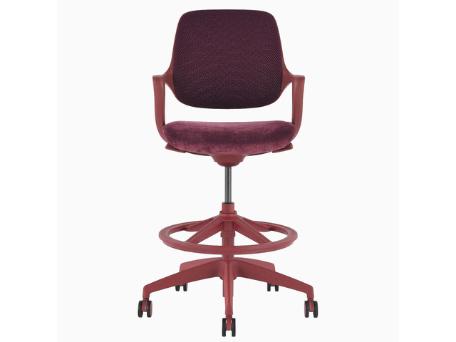 Desky Evoque Low Back Office Chair - Red Velvet / Drafting Kit