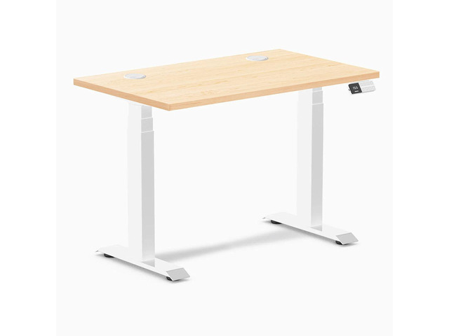 Desky Dual Mini Hardwood Sit Stand Desk - Maple / 32 x 20 in / White