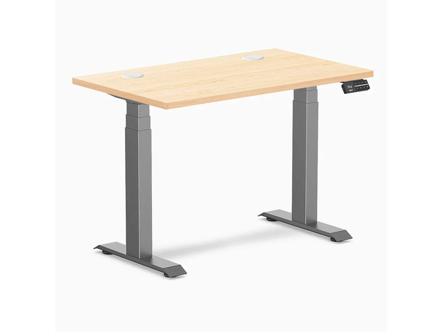 Desky Dual Mini Hardwood Sit Stand Desk - Maple / 32 x 20 in / Space Gray