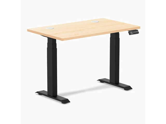 Desky Dual Mini Hardwood Sit Stand Desk - Maple / 32 x 20 in / Matte Black
