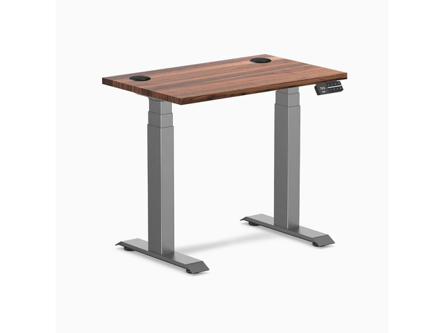 Desky Dual Mini Hardwood Sit Stand Desk - Walnut / 32 x 20 in / Space Gray