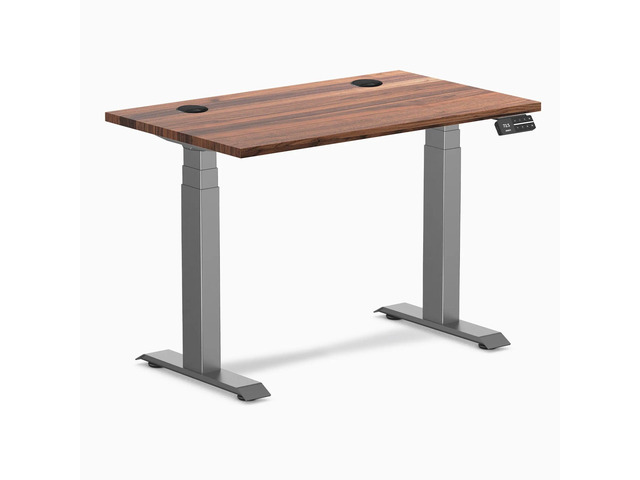 Desky Dual Mini Hardwood Sit Stand Desk - Walnut / 32 x 20 in / Space Gray