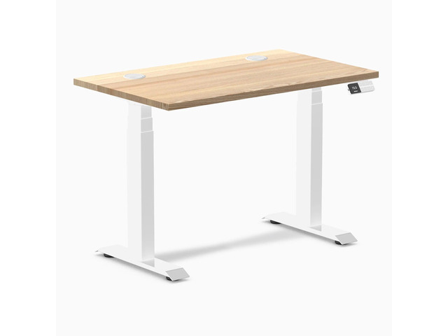 Desky Dual Mini Hardwood Sit Stand Desk - White Ash / 32 x 20 in / White