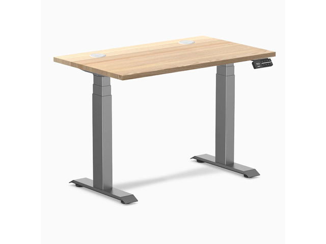 Desky Dual Mini Hardwood Sit Stand Desk - White Ash / 32 x 20 in / Space Gray