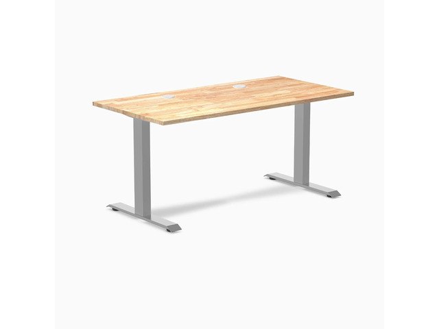 Desky Zero Rubberwood Office Desk - Natural Timber / 48 x 30 in / Grey