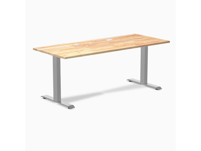 Desky Zero Rubberwood Office Desk - Natural Timber / 48 x 30 in / Grey