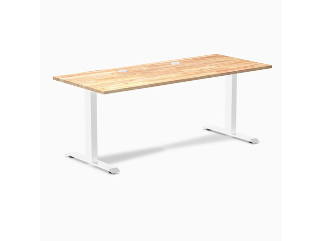 Desky Zero Rubberwood Office Desk - Natural Timber / 48 x 30 in / White