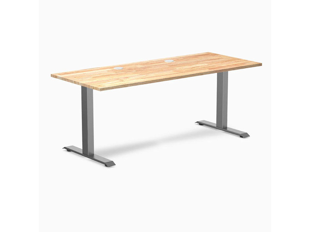 Desky Zero Rubberwood Office Desk - Natural Timber / 48 x 30 in / Space Gray