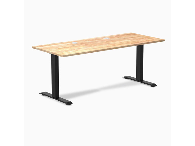 Desky Zero Rubberwood Office Desk - Natural Timber / 48 x 30 in / Matte Black