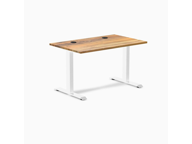 Desky Zero Hardwood Office Desk - Teak / 48 x 30 in / White