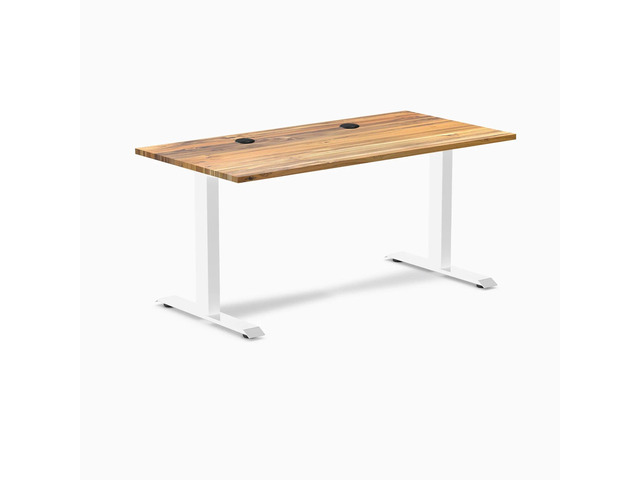 Desky Zero Hardwood Office Desk - Teak / 48 x 30 in / White