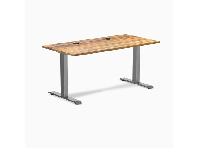 Desky Zero Hardwood Office Desk - Teak / 48 x 30 in / Space Gray