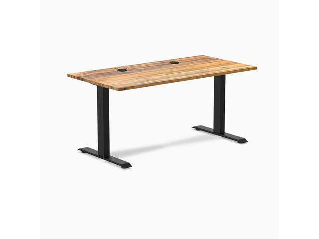 Desky Zero Hardwood Office Desk - Teak / 48 x 30 in / Matte Black