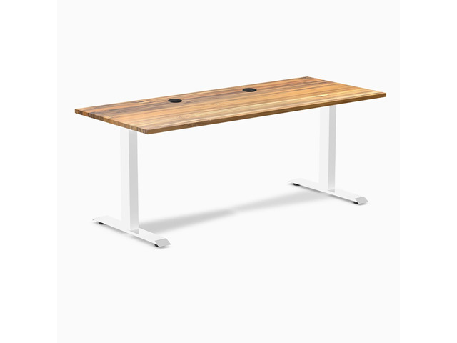 Desky Zero Hardwood Office Desk - Teak / 48 x 30 in / White