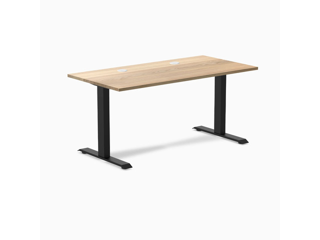Desky Zero Hardwood Office Desk - White Ash / 48 x 30 in / Matte Black