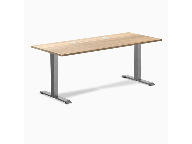 Desky Zero Hardwood Office Desk - White Ash / 48 x 30 in / Space Gray