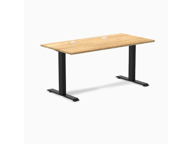 Desky Zero Hardwood Office Desk - White Oak / 48 x 30 in / Matte Black