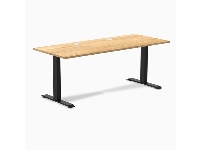 Desky Zero Hardwood Office Desk - White Oak / 48 x 30 in / Matte Black