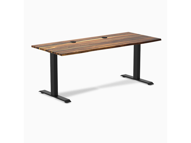 Desky Zero Hardwood Office Desk - Pheasantwood / 48 x 30 in / Matte Black
