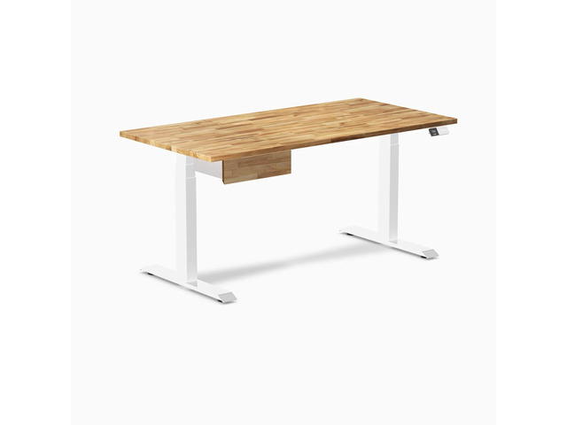 Desky Dual Hardwood Standing Desk With Drawer - Acacia / 60 x 30 in / White