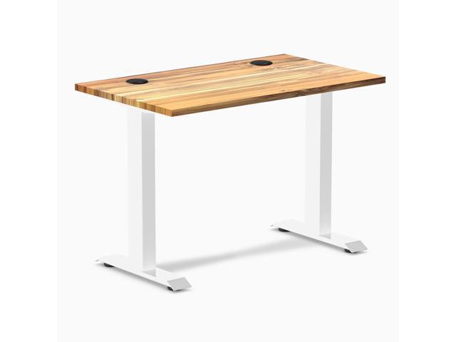 Desky Zero Mini Hardwood Office Desk - Teak / 40 x 24 in with Grommets / White