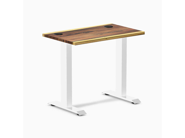 Desky Zero Mini Hardwood Office Desk - Saman / 32 x 20 in with Grommets / White