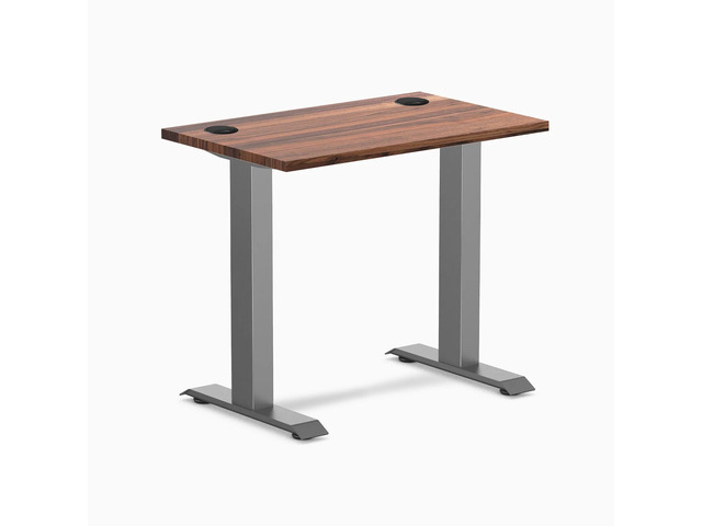 Desky Zero Mini Hardwood Office Desk - Walnut / 32 x 20 in with Grommets / Space Gray