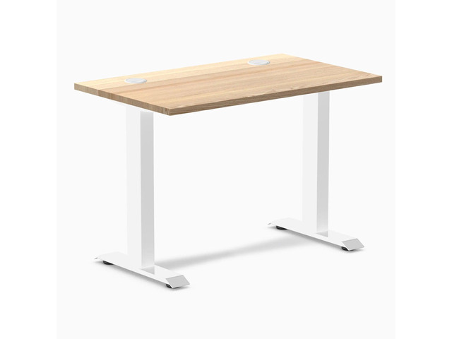 Desky Zero Mini Hardwood Office Desk - White Ash / 40 x 24 in with Grommets / White